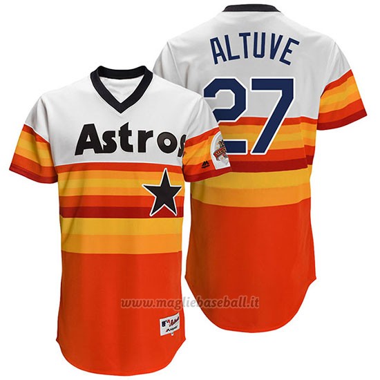 Maglia Baseball Uomo Houston Astros 27 Jose Altuve Arancione Turn Back The Clock
